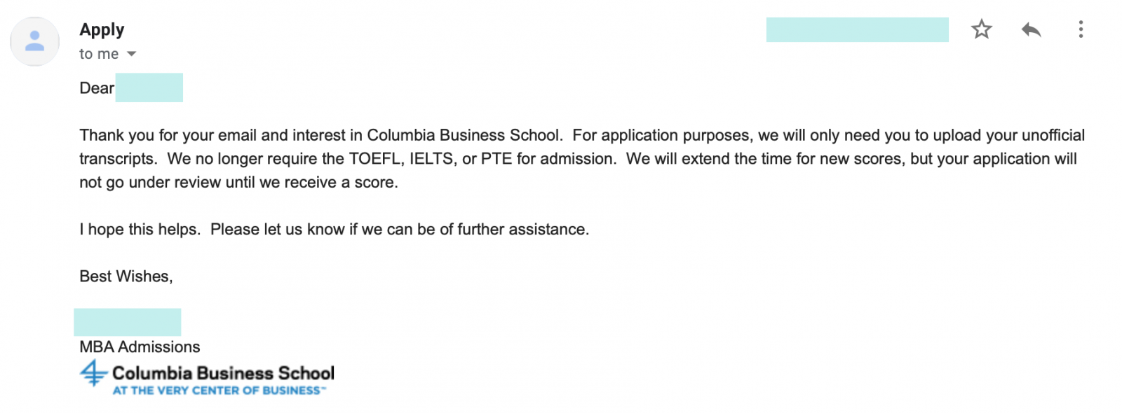 columbia business school - application